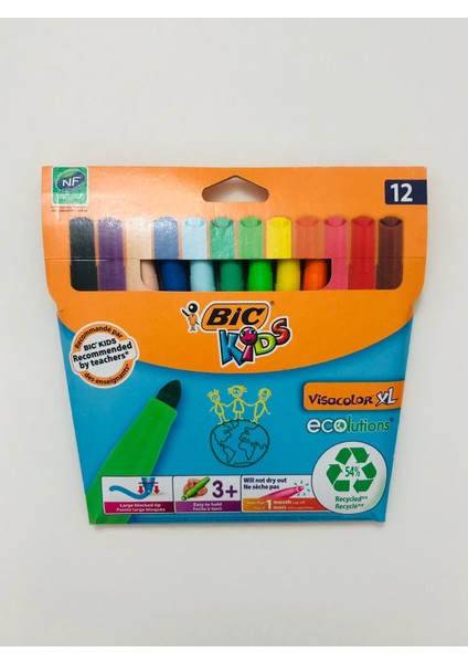 Desenli Sekreterlik - Keçeli Kalem 12 Li Visacolorxl