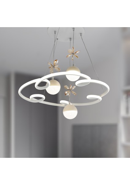 TT322-3TPL-BY Tt Aydınlatma Bulut Modeli Mat Beyaz 3 Toplu 3 Renk Modüllü Ledli Avize