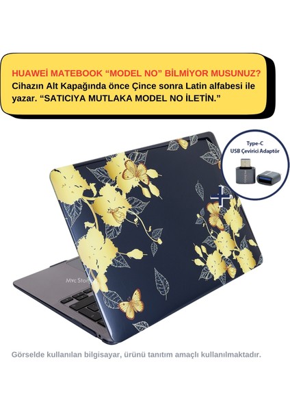 Huawei Kılıf Matebook D15 Kılıf (2019-2020-2021-2022 Yılı) ile Uyumlu Kristal Flower01NL Kapak Kılıf