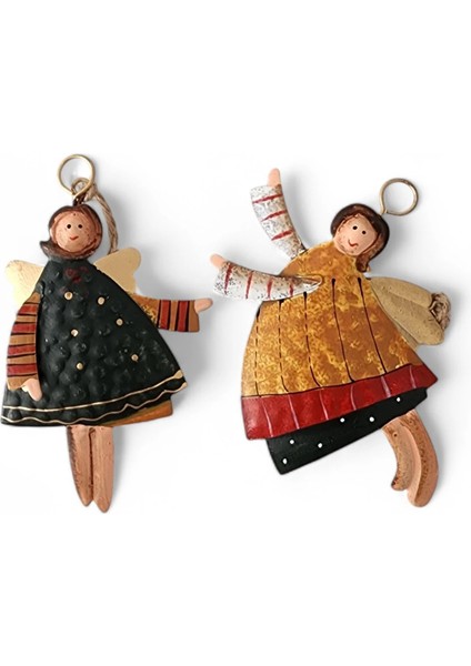 Ikili Metal Melek Yılbaşı Süsü