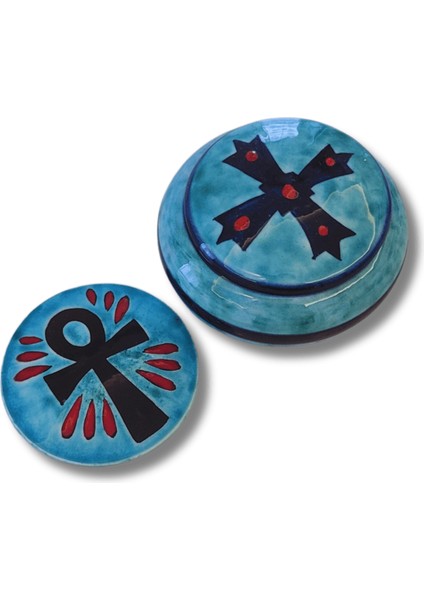 Ankh Sembollü Magnet ve Haçlı Çini Kutu