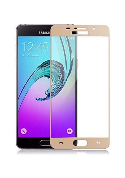 Galaxy A3 2016 Uyumlu Full Kaplayan Temperli 5d Ekran Koruyucu Cam (Gold)