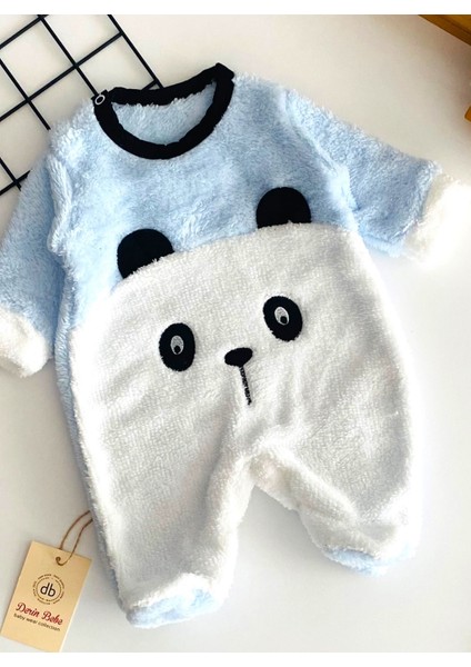 Neşeli Bebekler Panda Kabartma Desen Kendinden Patikli Welsoft Kumaş Tulum Mavi fiyatları