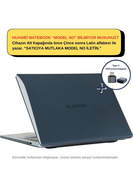 Huawei Matebook D14 Kılıf Kristal Parmak izi Yapmaz Koruyucu (2023-2024 Yılı) ile Uyumlu