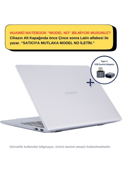 Huawei Kılıf Huawei Matebook 14 (2021-2022-2023 Yılı) ile Uyumlu Kristal Parlak Kılıf iz Yapmaz