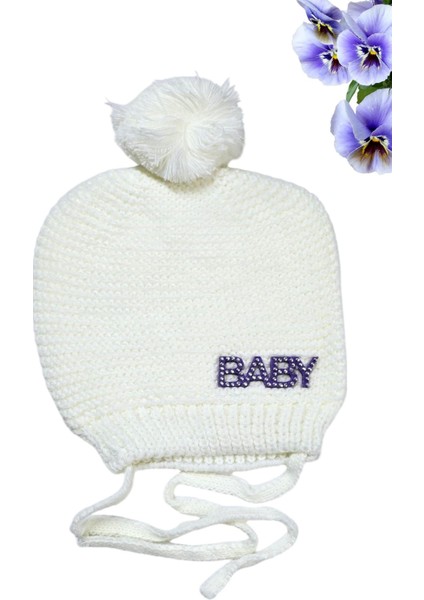 Baby Taşlı Kız Bebek Triko Bere