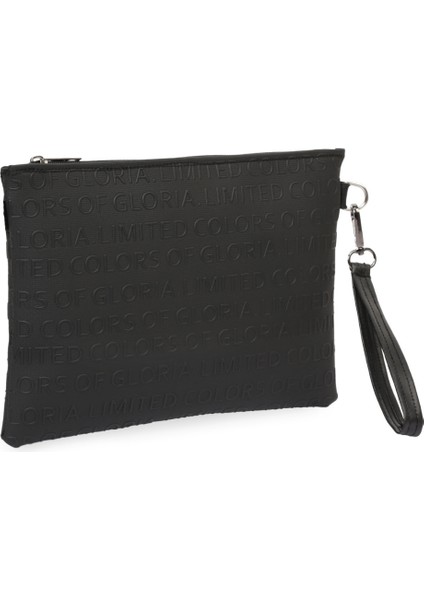 Yazılı El Askılı Portföy Clutch Çanta