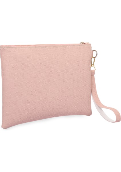 Yazılı El Askılı Portföy Clutch Çanta