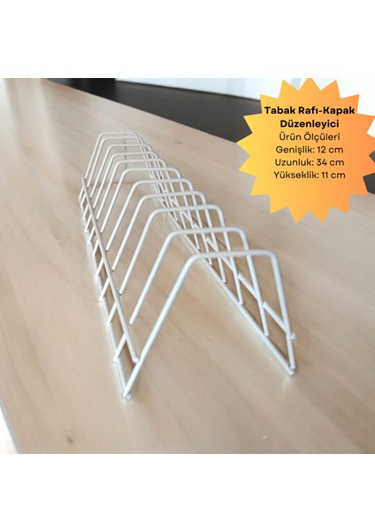 Tabaklık Rafı- Tencere Kapak Düzenleyici-Tabak Kurutmalık -10 Bölmeli Krem Stand