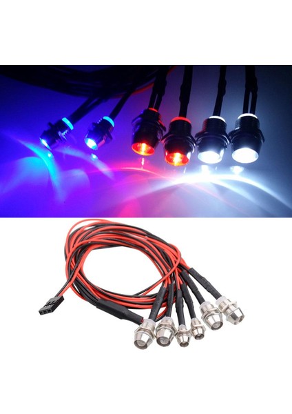 6 / Set LED 3mm + 5mm Yükseltme 1/10 1/12 Rc Elektrikli (Yurt Dışından)
