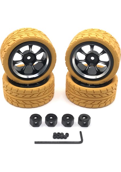 65MM Metal Jant Lastik Lastik Için 12MM Adaptör ile C14 C24 Mn D90 MN98 MN99S Mn-90 Rc Araba Yükseltme Parçaları, Sarı (Yurt Dışından)