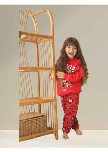 Kız Çocuk Pamuklu Üç Iplik Şardonlu Kırmızı Minnie Desenli Alt Üst Takım fiyatları