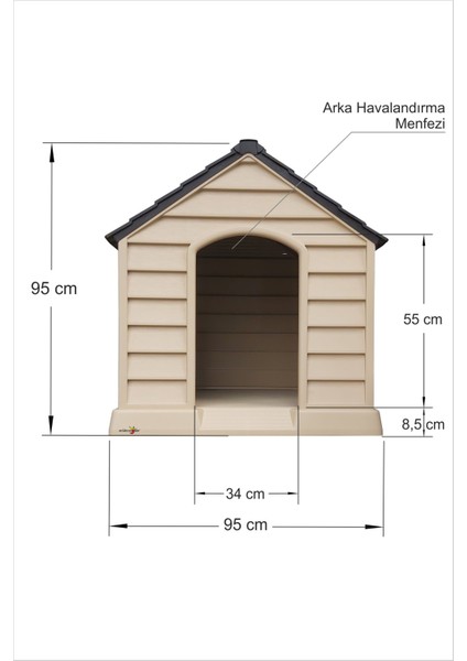 Dev Büyük Yüksek Geniş 100X95CM Isı Yalıtımlı Havalandırmalı Köpek Kulübesi Evi Yuvası Kümesi Kafesi