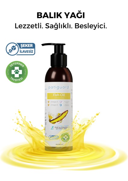 Fish Oil 200ML Kedi ve Köpek Için Omega 3 ve 6 Içerikli Balık Yağı