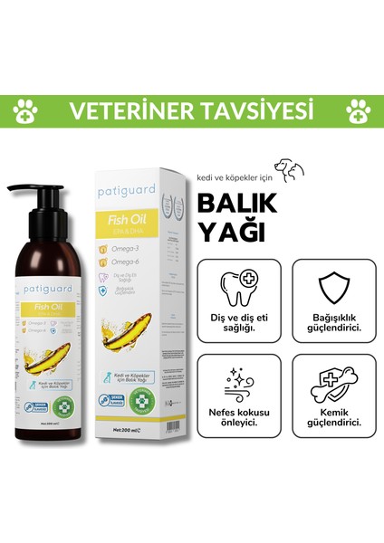 Fish Oil 200ML Kedi ve Köpek Için Omega 3 ve 6 Içerikli Balık Yağı