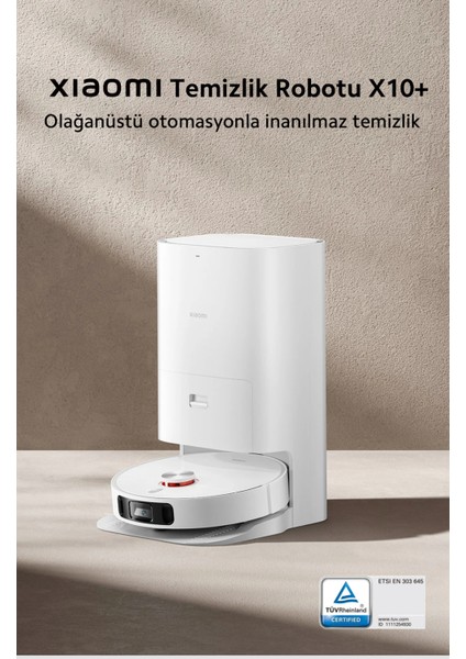 Premium Robot Vacuum X10+ Plus Çöp Istasyonlu Halı Tanıma Fonksiyonlu Akıllı Robot Süpürge | Hepa Filtreli | Kendi Kendini Temizleme, Boşaltma, Kurutma ve Su Doldurma | Onerous Lambader Hediye