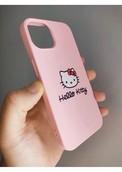 iPhone 14 Pro Max Hello Kitty Tasarım Pembe Lansman Telefon Boyun Askılı Set Kılıf