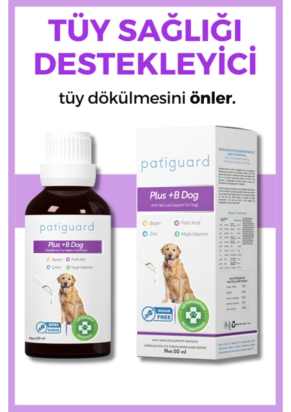 Plus B For Dogs Köpekler Için Tüy Dökülmesi Engelleyici Biyotin Tüy Sağlığı Damlası 50ML