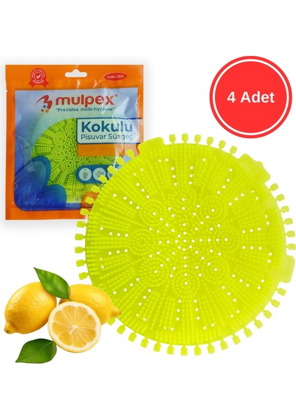 Limon Kokulu Pisuvar Süzgeci - 4 Adet - Pisuvar, Küvet ve Lavabolar Için 15X15 cm