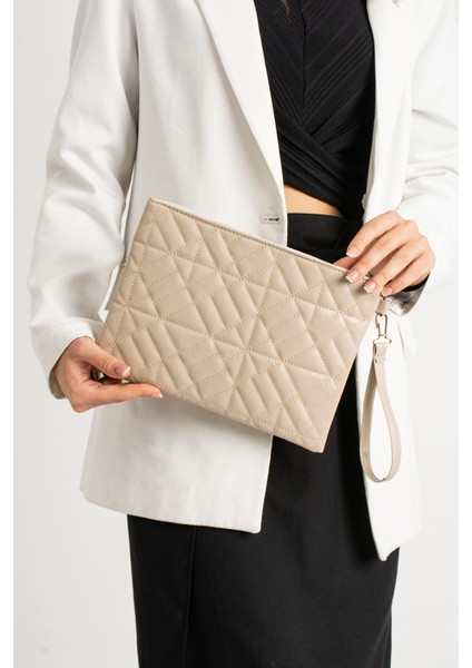 Geometrik Desenli Portföy Clutch El Çantas