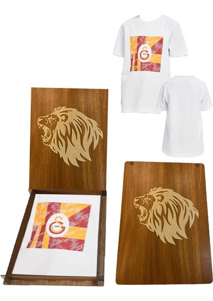 Lisanslı Logolu Beyaz Çocuk T-Shırt Aslan Ahşap Kutulu