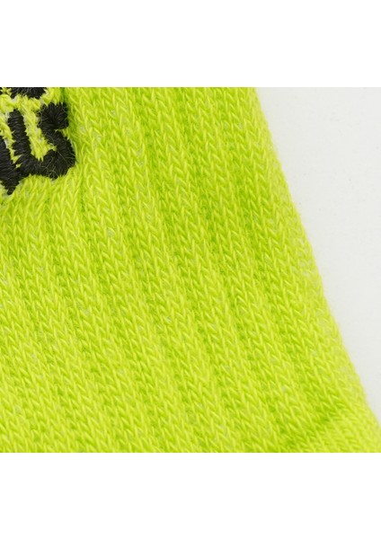 Raining Animals 2'li Açık Renk Paket Pamuklu Unisex Tenis Çorap Logo Nakışlı Krem - Lime Yeşili