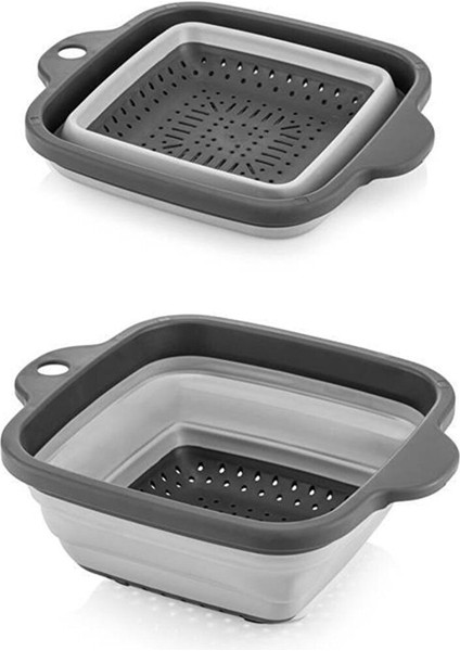 4'lü Akordiyon Katlanır Süzgeç Seti, Gri, Silikon, 3+ Parça, Mutfak ve Çeyiz İçin modelleri