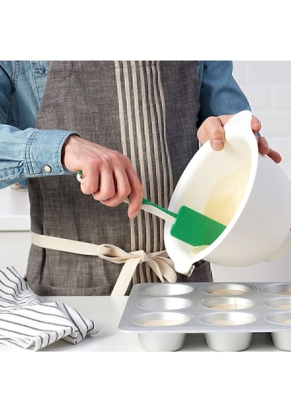 25 cm Silikon Spatula, Yeşil-Beyaz, Dayanıklı ve Esnek Mutfak Araçları fiyatları