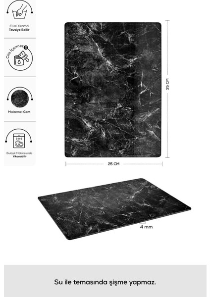 Lacivert cam kesme tahtası 25x35 cm, şık ve kullanışlı mutfak aksesuarı fırsatları