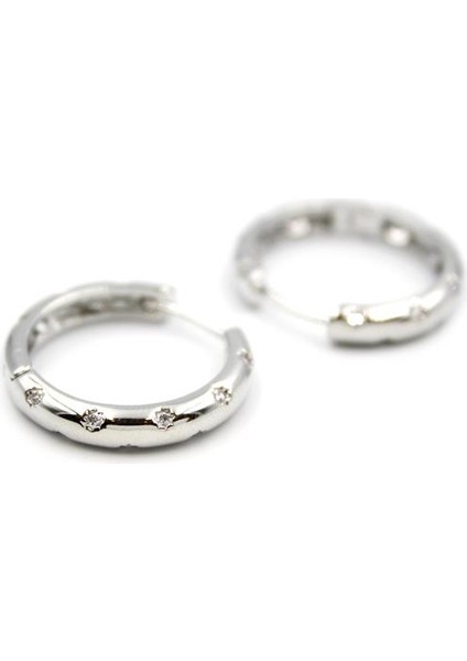 Taşlı Halka Küpe - Gümüş