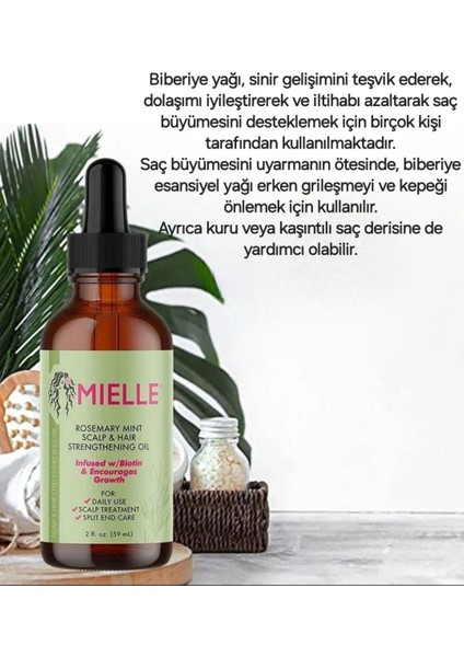 Organic 2x Rosemary Mint Scalp Hair Strengthening Oil Güçlendirici Rosemary Serum Yğa Saç Bakım 59ML