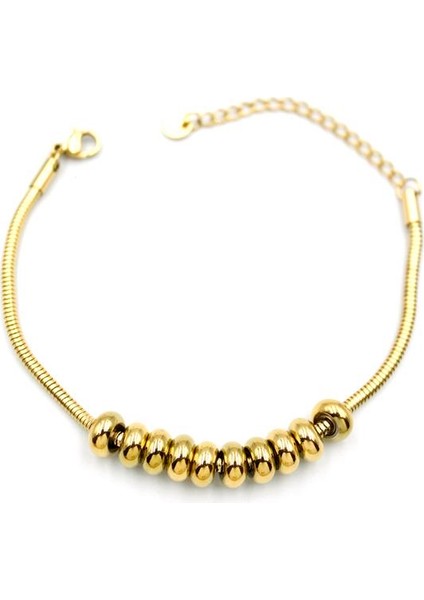 Halkalı Yılan Zincir Bileklik - Altın