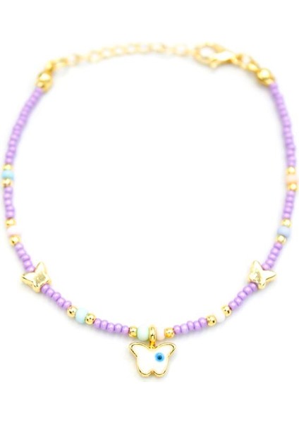 Kelebek Boncuk Bileklik - Mor