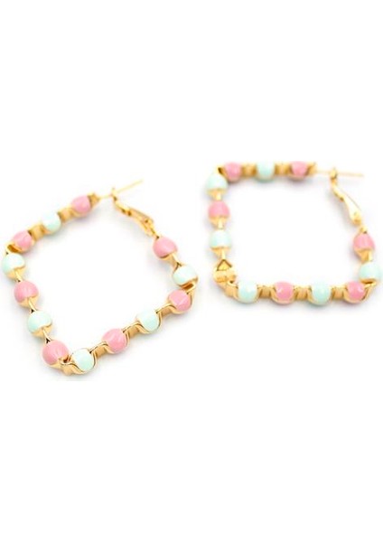 Mineli Halka Küpe - Pembe