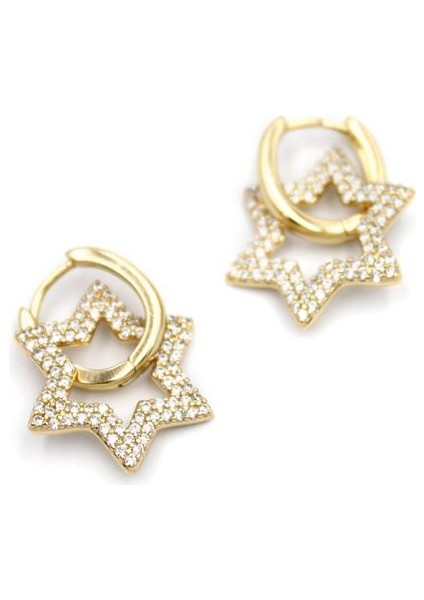 Taşlı Yıldız Küpe - Altın fiyatları