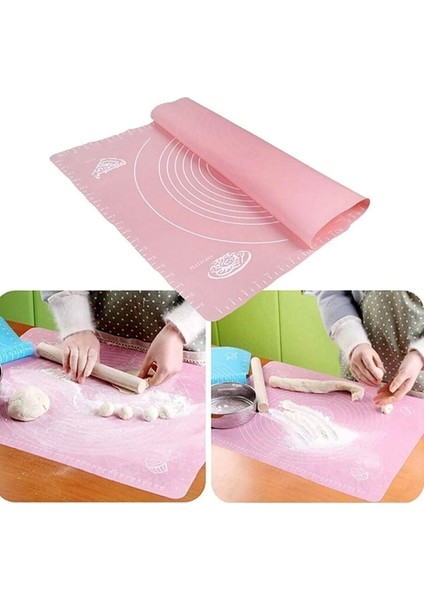 Silikon Hamur Açma Matı Büyük Boy. 50X40 cm Karışık Renk 1 Adet modelleri