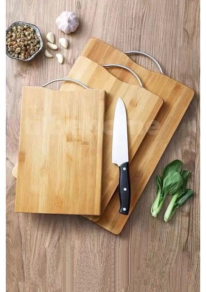 Çelik Saplı Ahşap Kesme Tahtası, Peynir, Et ve Sebze Sunumu, 20x30 cm
