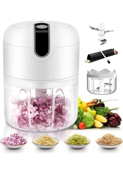 Tekno Trust Mini El Rondosu Şarjlı Çelik 3 Bıçaklı 250 ml Mutfak Robotu Hazneli Rondo Sebze Et Doğrayıcı Rende