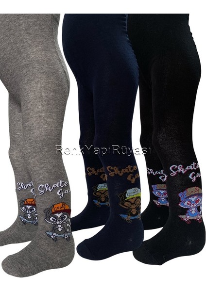 3 Adet %80 Pamuklu Erkek Çocuk Kilotlu Çorap Çocuk Külotlu Çorap