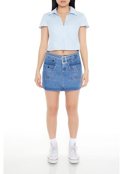 F21 Kısa Kollu Poplin Gömlek