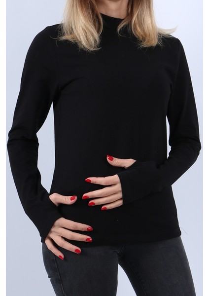 Kadın Boğazlı Parmak Detaylı Uzun Kollu Body 3lü Set
