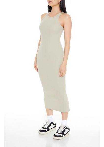 F21 Ribanalı Bodycon Kısa Askılı Midi Elbise