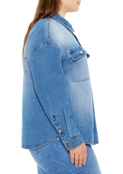 F21 Plus Size Denim Gömlek