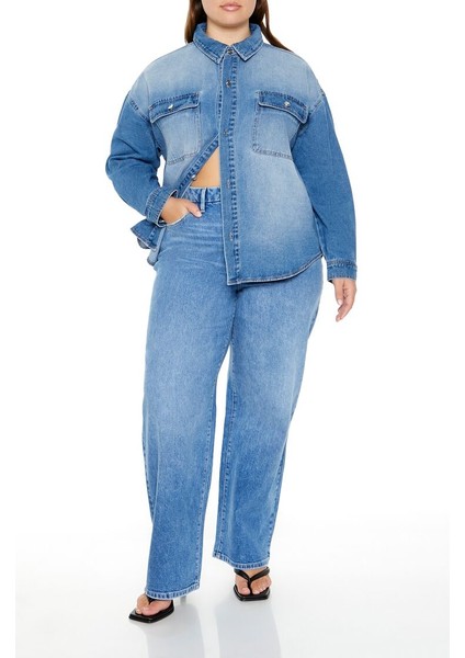 F21 Plus Size Denim Gömlek