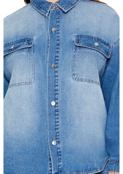 F21 Plus Size Denim Gömlek