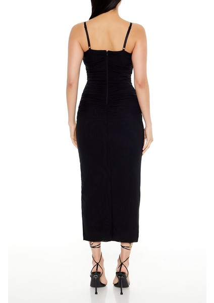 F21 Büzgülü Bodycon Midi Elbise