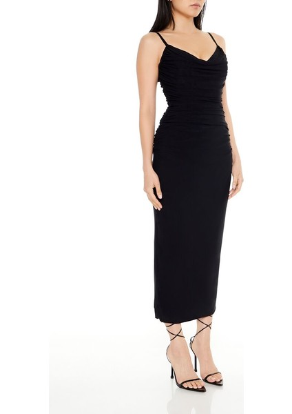 F21 Büzgülü Bodycon Midi Elbise