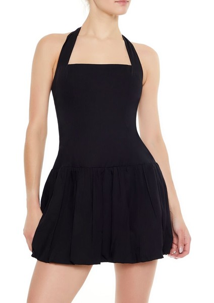 F21 Halter Yaka Fırfır Detaylı Mini Elbise