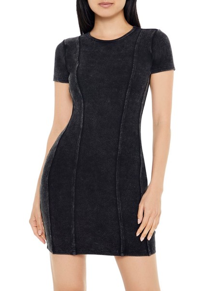 F21 Ribanalı Triko Mini Tişört Elbise