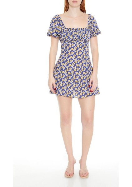 F21 Çiçek Desenli Mini Elbise